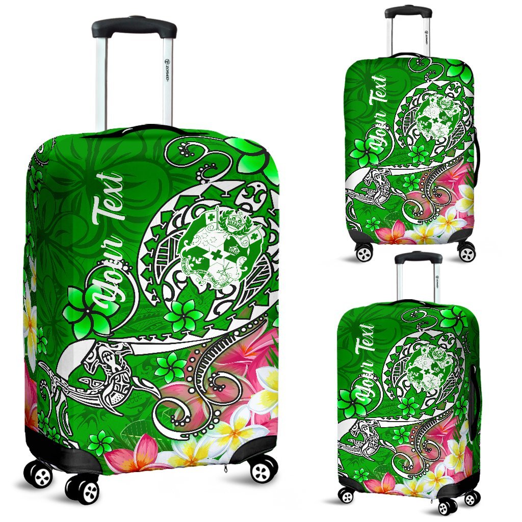 Tonga Custom Personalised Luggage Covers - Turtle Plumeria (Green) - Polynesian Pride