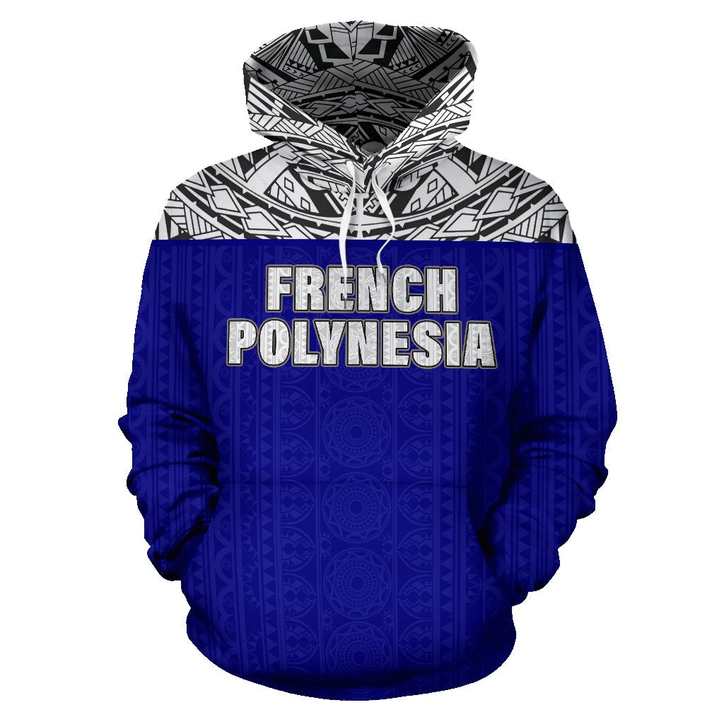 French Polynesia All Over Hoodie Polynesian Blue Version - Polynesian Pride