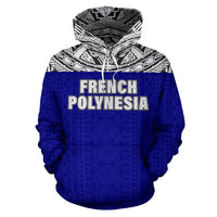 French Polynesia All Over Hoodie Polynesian Blue Version - Polynesian Pride
