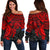 Cook Islands Polynesian Off Shoulder Sweater (Women) - Red Turtle - Polynesian Pride