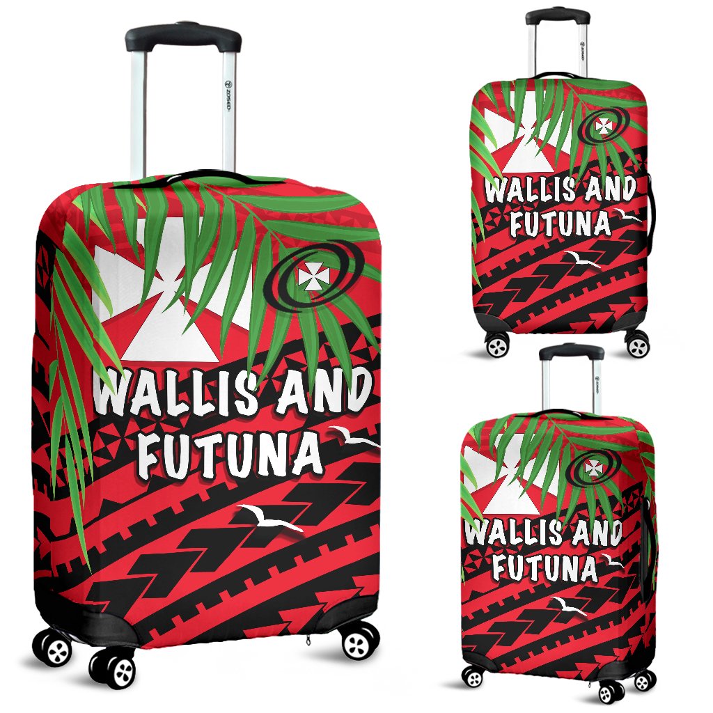 Wallis and Futuna Rugby Luggage Covers Coconut Leaves Red - Polynesian Pride