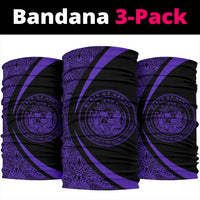 Hawaiian Bandana Coat Of Arm Polynesian Bandana 3-Pack - Circle Style Purple - Polynesian Pride