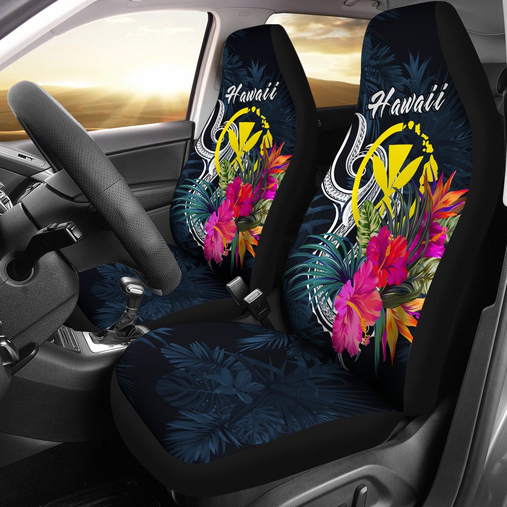 Hawaii Polynesian Car Seat Covers - Tropical Flower Universal Fit Blue - Polynesian Pride