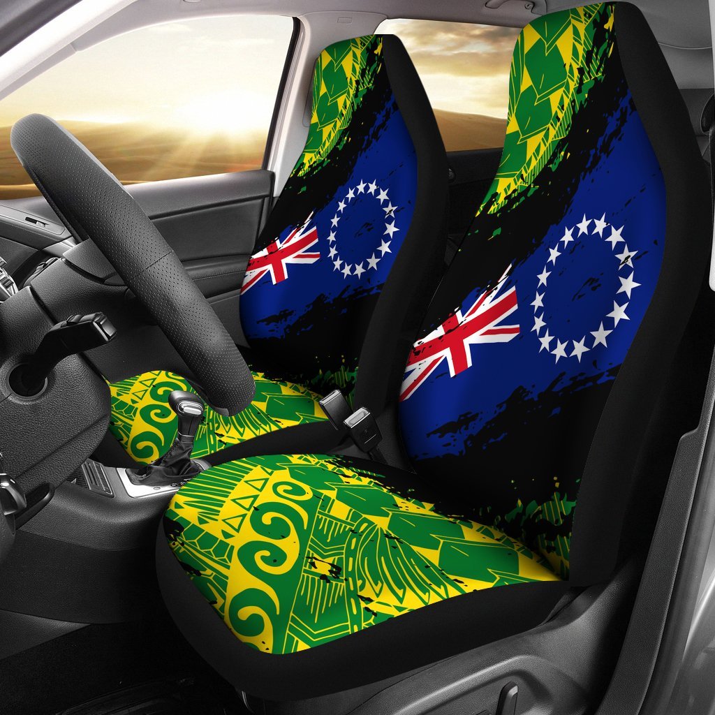 Cook Islands Car Seat Covers - Nora Style Universal Fit Black - Polynesian Pride