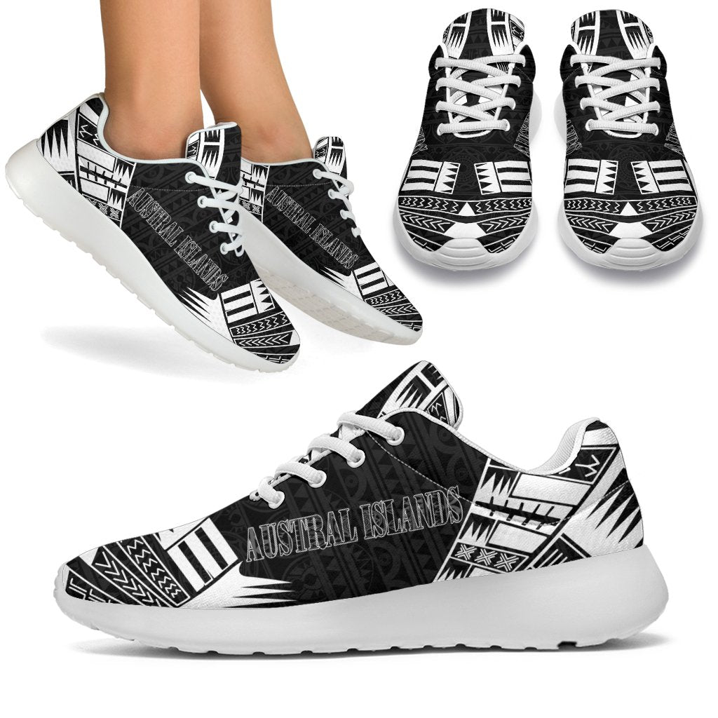 Austral Islands Sport Sneakers - Polynesian Tattoo Black White - Polynesian Pride