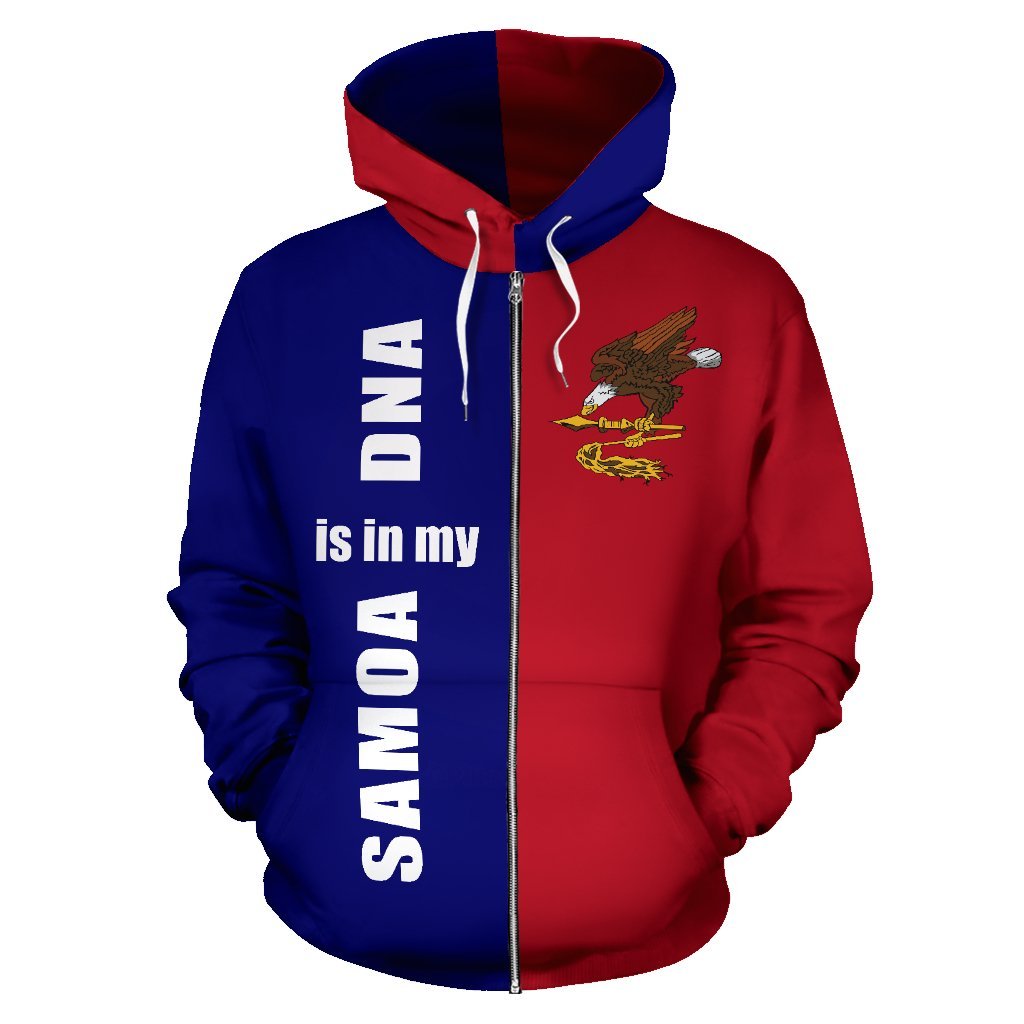 American Samoa Is In My Dna Zip up Hoodie Unisex Red - Polynesian Pride