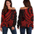 Yap Women Off Shoulder Sweater - Red Tentacle Turtle Red - Polynesian Pride