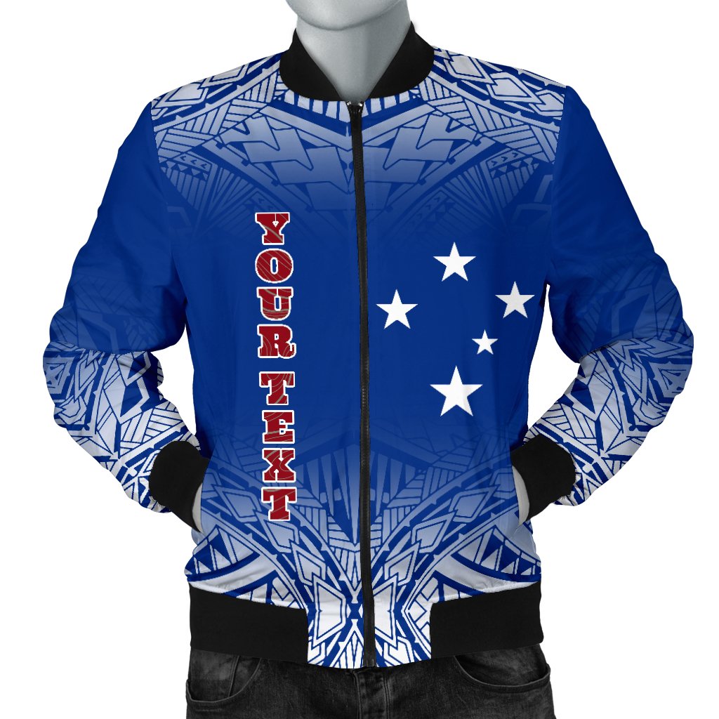 Samoa Custom Personalised Men's Bomber Jacket - Polynesian Fog Blue Blue - Polynesian Pride