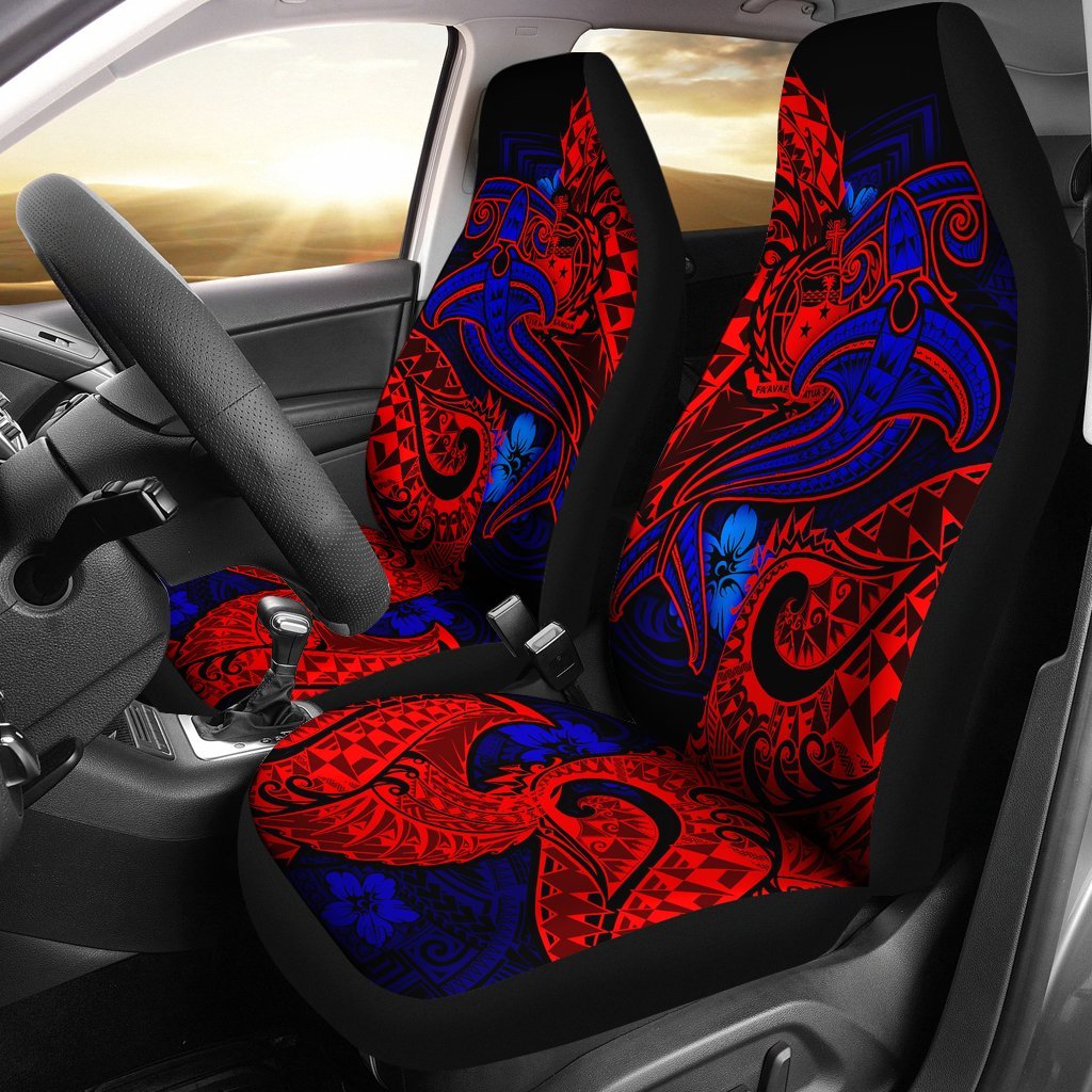 Samoa Car Seat Covers - Blue Shark Polynesian Tattoo Universal Fit Blue - Polynesian Pride