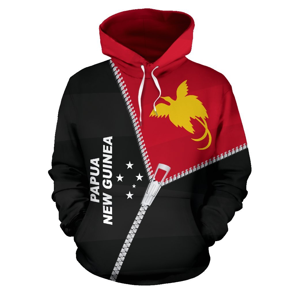Papua New Guinea Hoodie Papua New Guinea Flag Coat of Arms Curve Zipper Style - Polynesian Pride