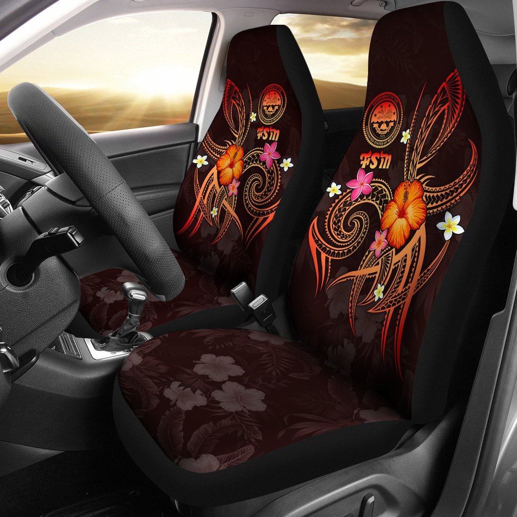 Federated States of Micronesia Polynesian Car Seat Covers - Legend of FSM (Red) Universal Fit Red - Polynesian Pride