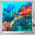 Hawaii Shower Curtain - Sea Turtle Coral Treasure 177 x 172 (cm) BLACK - Polynesian Pride