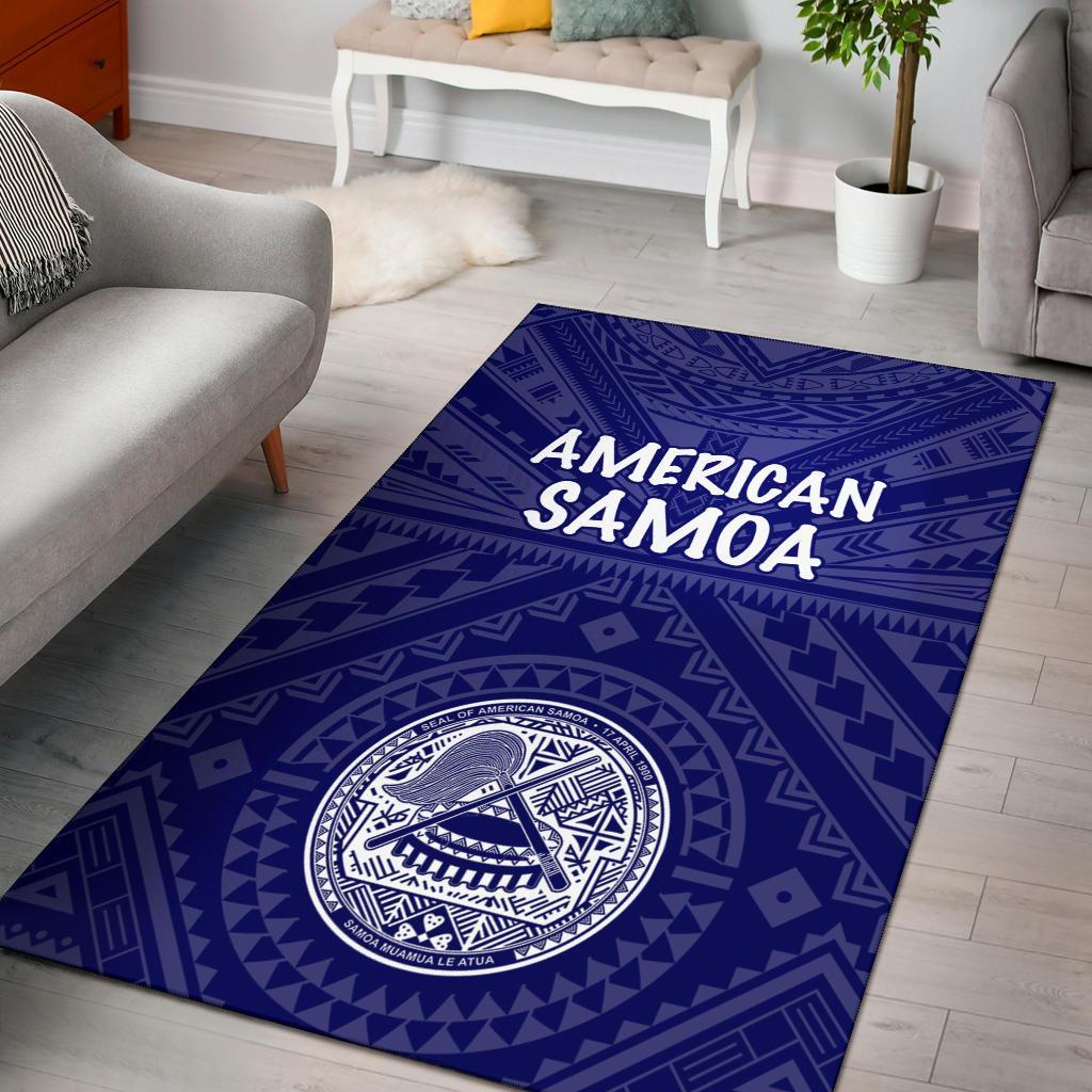 American Samoa Area Rug - Seal In Polynesian Tattoo Style ( Blue) Blue - Polynesian Pride