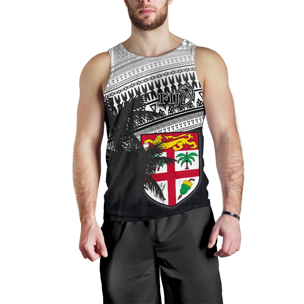 Fiji Rugby Makare And Tapa Patterns Men's Tank Top White White - Polynesian Pride