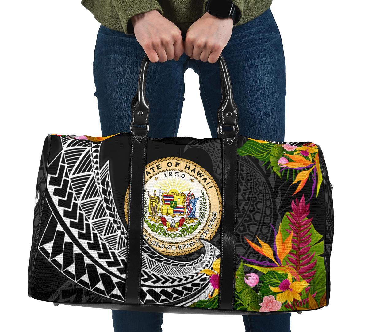 Hawaii Travel Bag - Custom Personalised Seal Spiral Polynesian Patterns Travel Bag - Black - Hawaii One size Black - Polynesian Pride