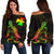 Wallis and Futuna Polynesian Women's Off Shoulder Sweater - Turtle With Blooming Hibiscus Reggae Art - Polynesian Pride