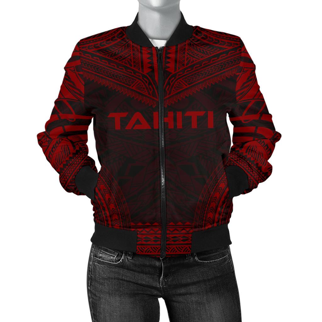 Tahiti Polynesian Chief Women'S Bomber Jacket - Red Version Red - Polynesian Pride