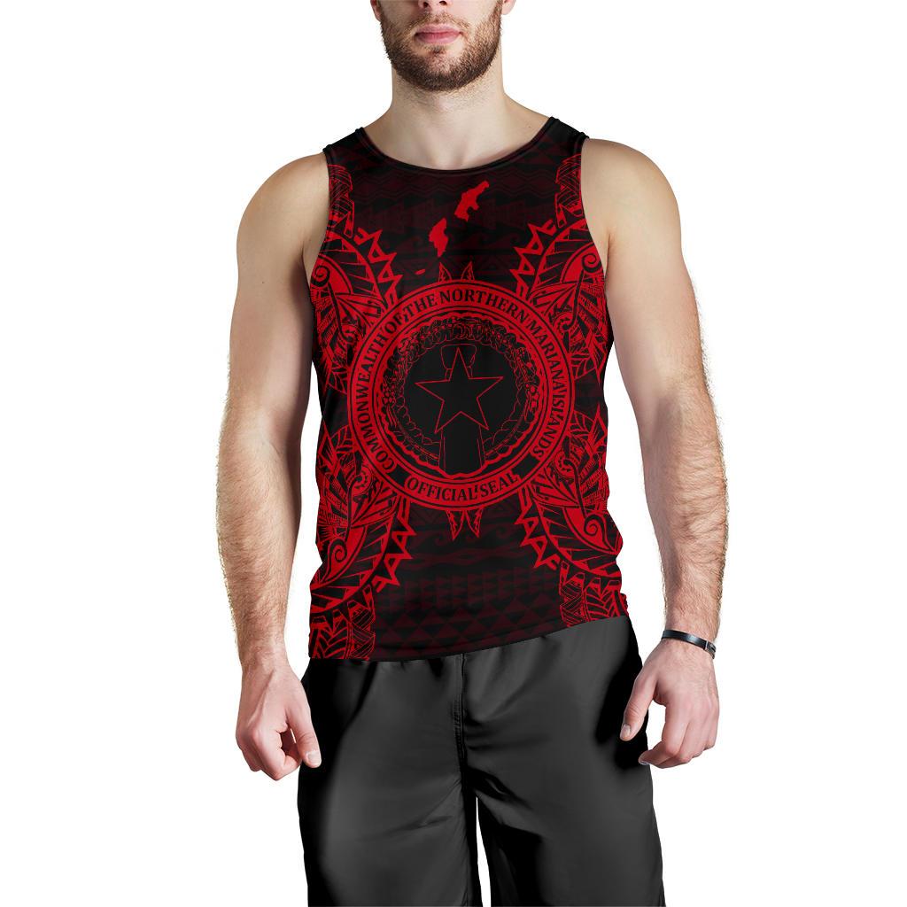 Northern Mariana Islands Polynesian Men Tank Top Map Red Red - Polynesian Pride