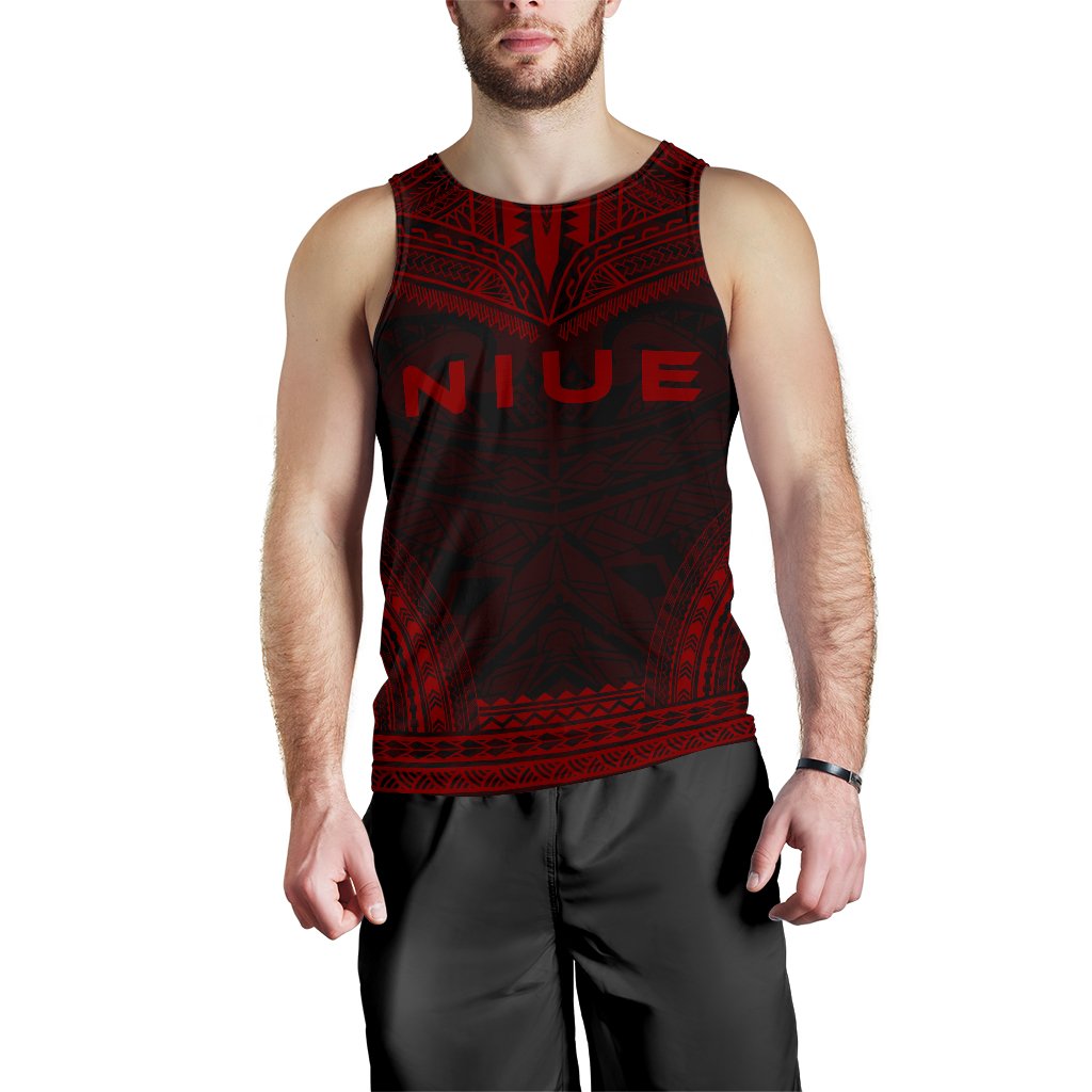 Niue Men's Tank Top - Polynesian Chief Red Version Red - Polynesian Pride