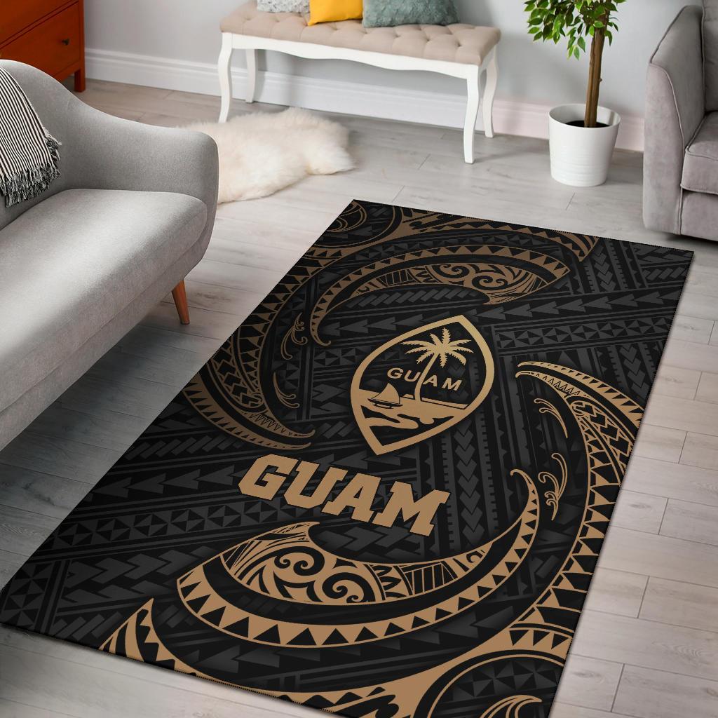 Guam Polynesian Area Rug - Gold Tribal Wave Gold - Polynesian Pride