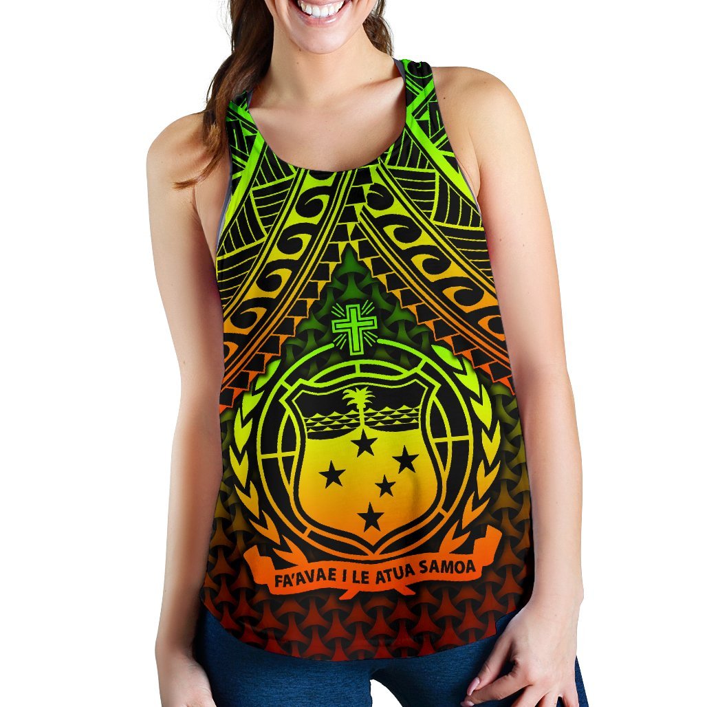 Polynesian Samoa Women's Racerback Tank - Reggae Vintage Polynesian Patterns - Polynesian Pride