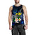 Polynesian Hawaii Men's Tank Top - Turtle With Plumeria Flowers Blue - Polynesian Pride