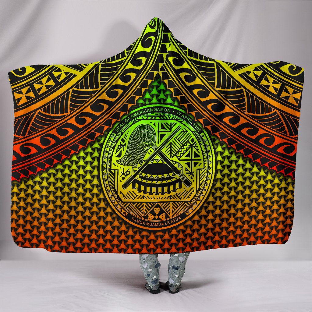 Polynesian American Samoa Hooded Blanket - Reggae Vintage Polynesian Patterns Hooded Blanket Reggae - Polynesian Pride