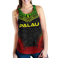 Palau Women's Racerback Tank - Polynesian Chief Reggae Version Art - Polynesian Pride