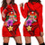 Fiji Polynesian Women's Hoodie Dress - Floral With Seal Red Red - Polynesian Pride