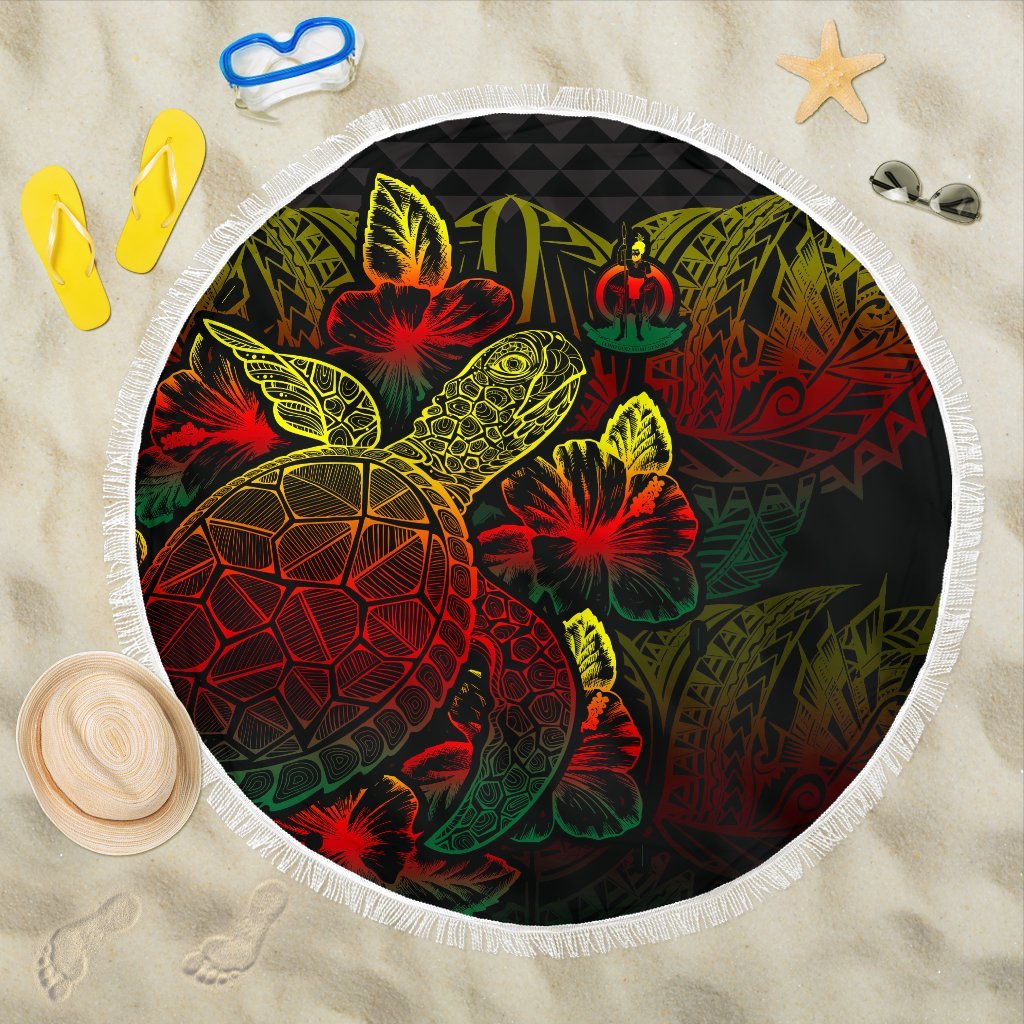 Vanuatu Polynesia Beach Blanket Turtle Hibiscus Reggae One Style One Size Reggae - Polynesian Pride