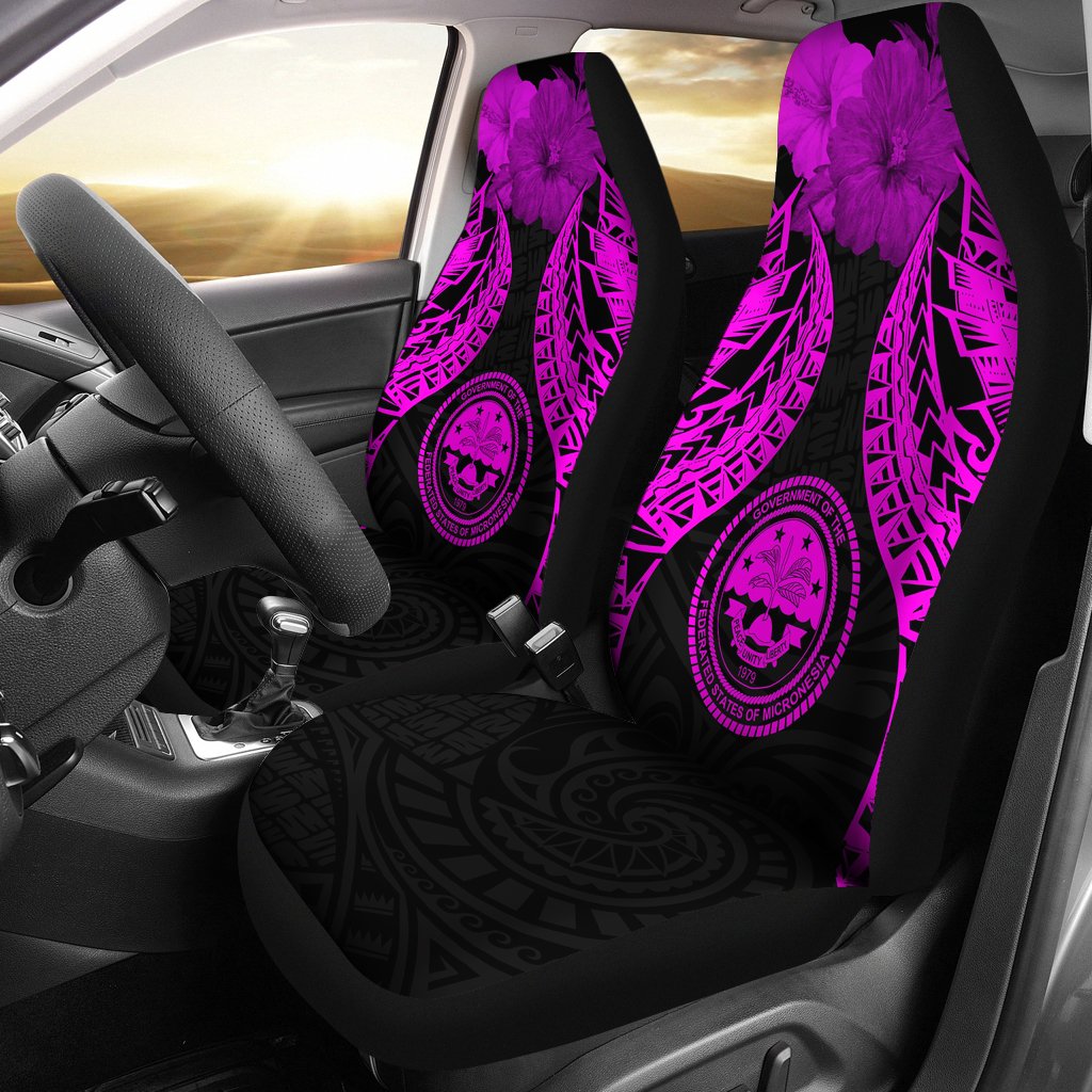 Federated States Of Micronesia Polynesian Car Seat Covers Pride Seal And Hibiscus Pink Universal Fit Pink - Polynesian Pride