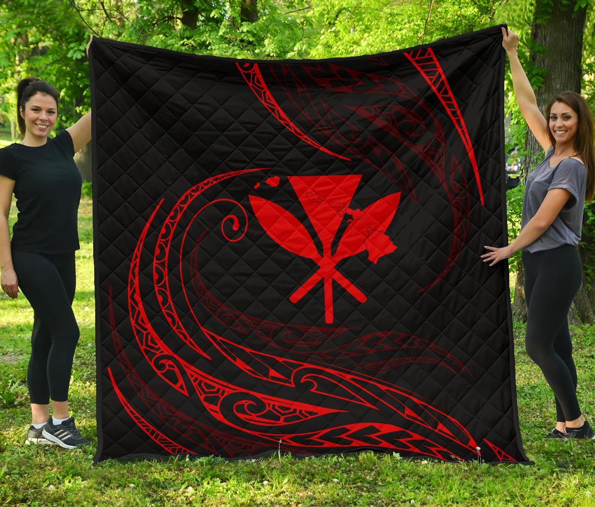 Kanaka Premium Quilt - Red - Frida Style Black - Polynesian Pride
