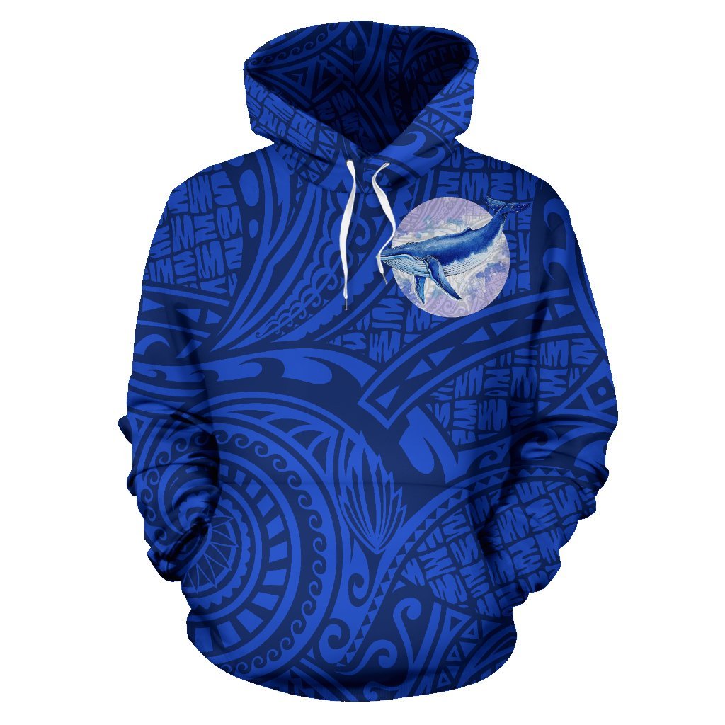 Polynesian Hoodie Blue Whale Polynesian Tattoo - Polynesian Pride