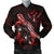 Kosrae Polynesian Men's Bomber Jacket - Turtle With Blooming Hibiscus Red Red - Polynesian Pride