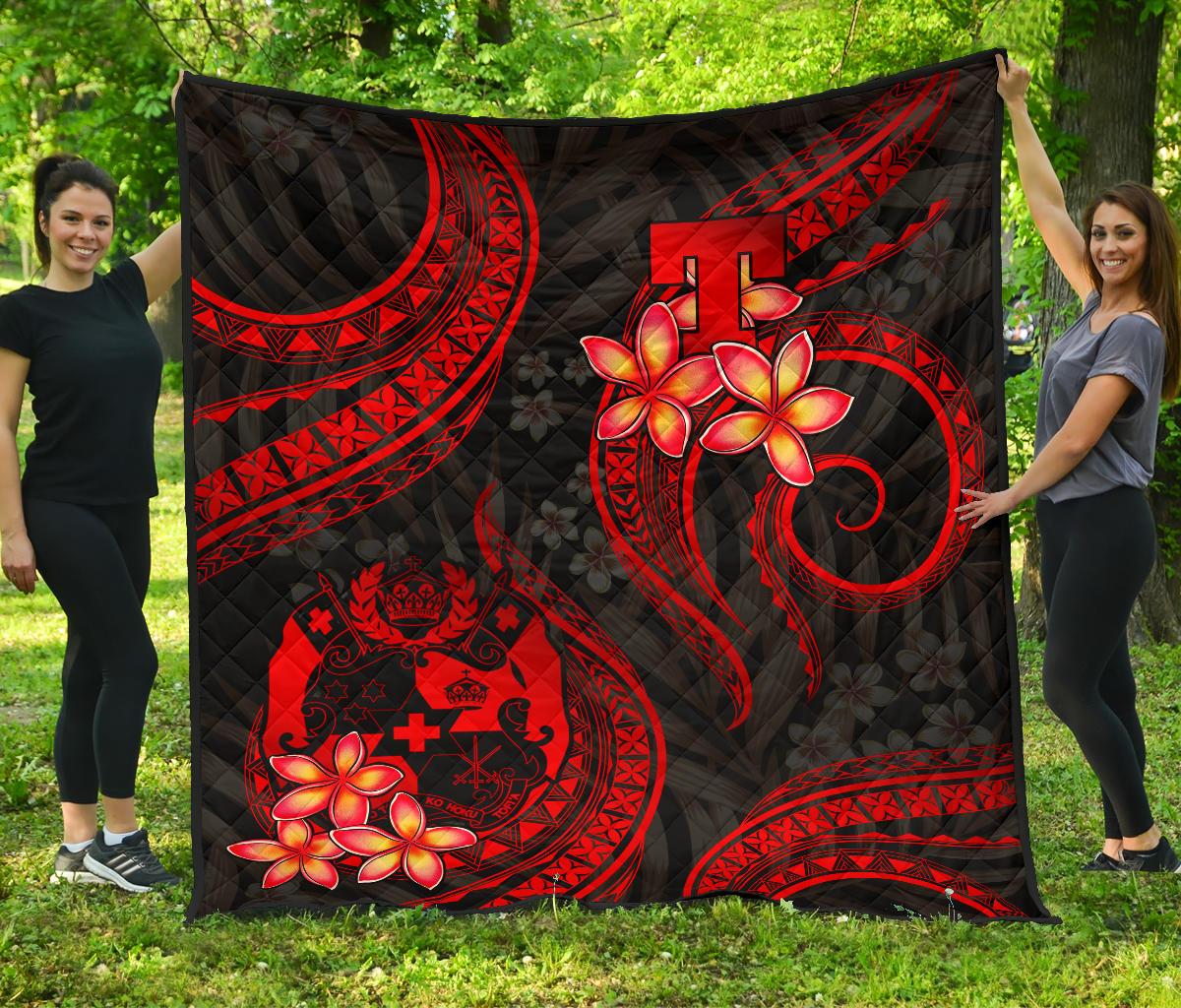 Tonga Polynesian Premium Quilt - Red Plumeria RED - Polynesian Pride