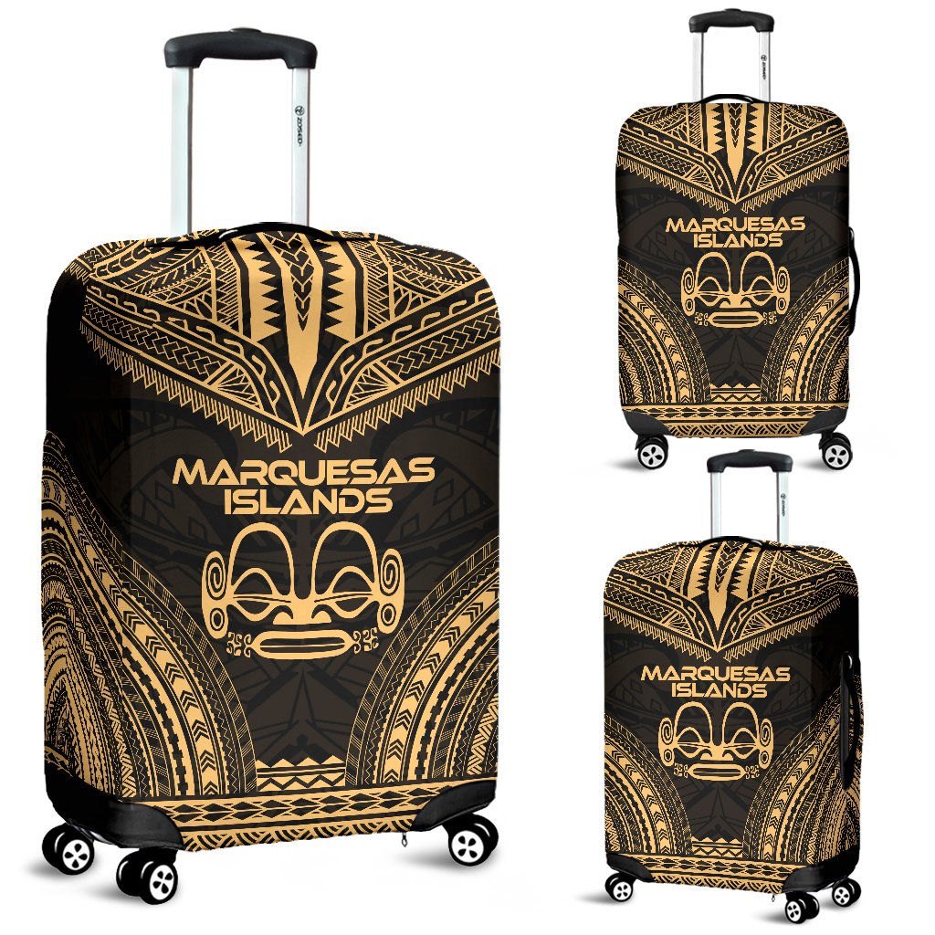 Marquesas Islands Polynesian Chief Luggage Cover - Gold Version Gold - Polynesian Pride