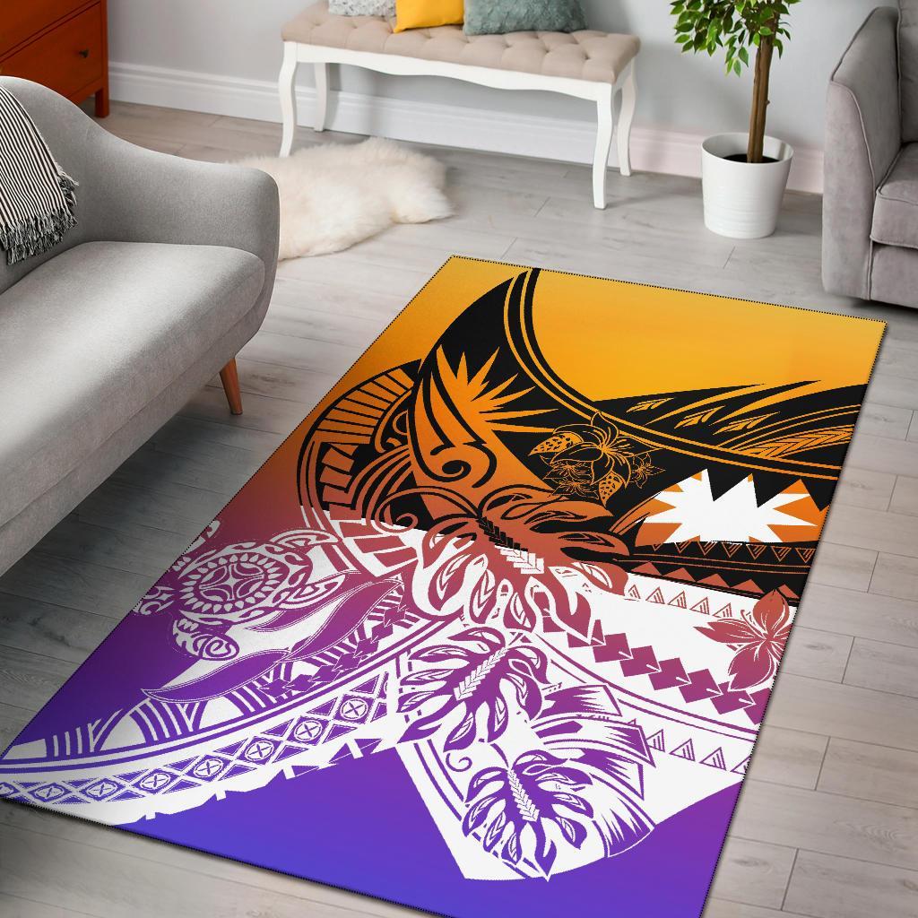 Nauru Area Rug - Tribal Jungle Pattern Purple - Polynesian Pride