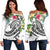 Tonga Polynesian Women's Off Shoulder Sweater - Summer Plumeria (White) White - Polynesian Pride