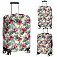 Tropical Palm Leaf White Luggage Cover White - Polynesian Pride