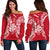 New Caledonia Polynesian Shoulder Sweater Map Red White Red - Polynesian Pride