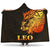 Sun In Leo Zodiac Hooded Blanket Polynesian Tattoo Simple - Orange Black Hooded Blanket Orange - Polynesian Pride