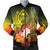 Guam Men's Bomber Jacket - Humpback Whale with Tropical Flowers (Yellow) Yellow - Polynesian Pride