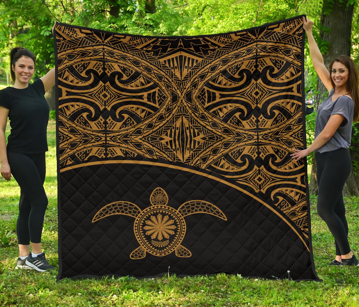 Polynesian Premium Quilt - Yellow Turtle Curve Version Yellow - Polynesian Pride