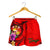 Tonga Polynesian Women's Shorts - Floral With Seal Red - Polynesian Pride