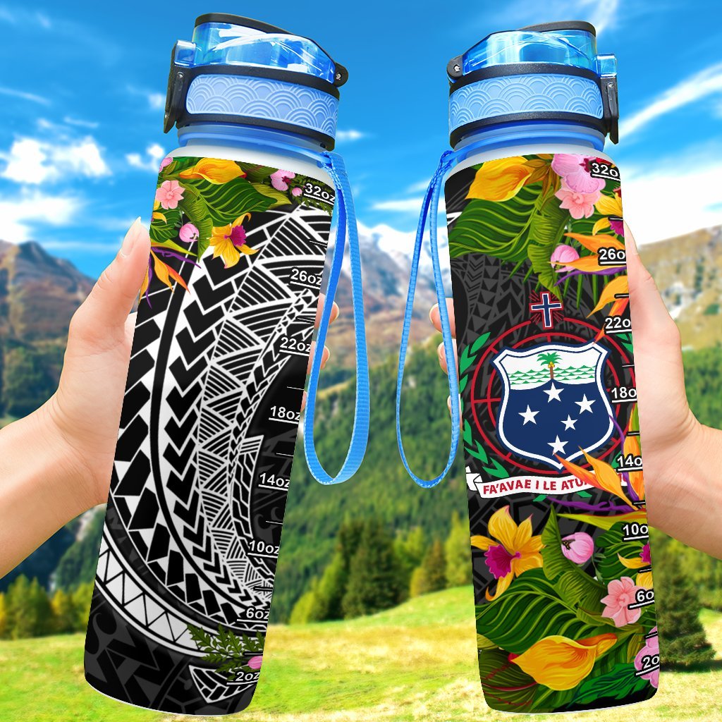 Samoa Hydro Tracking Bottle - Seal Spiral Polynesian Patterns Hydro Tracking Bottle - Samoa 32oz Large Black - Polynesian Pride