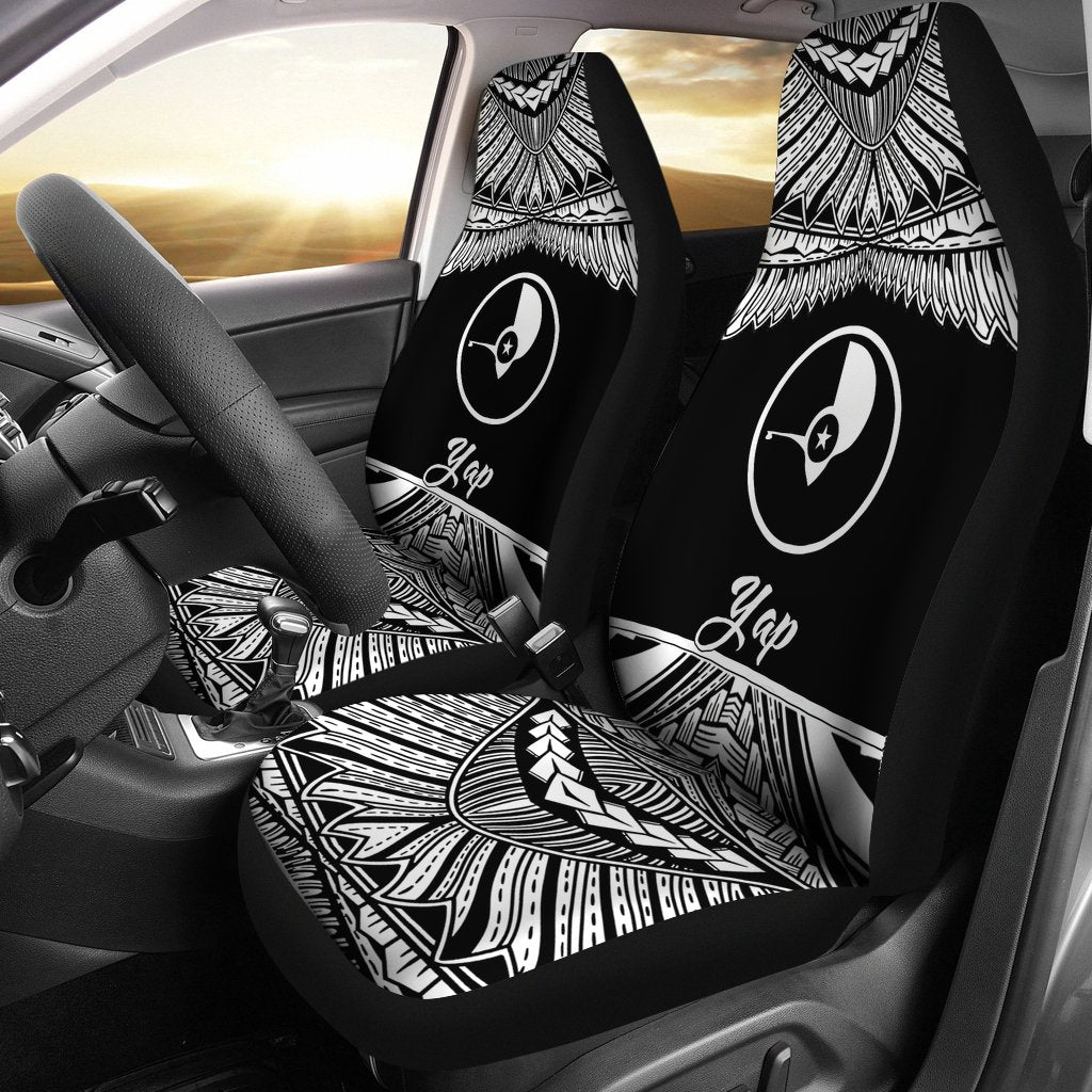 Yap Polynesian Car Seat Covers - Pride White Version Universal Fit White - Polynesian Pride