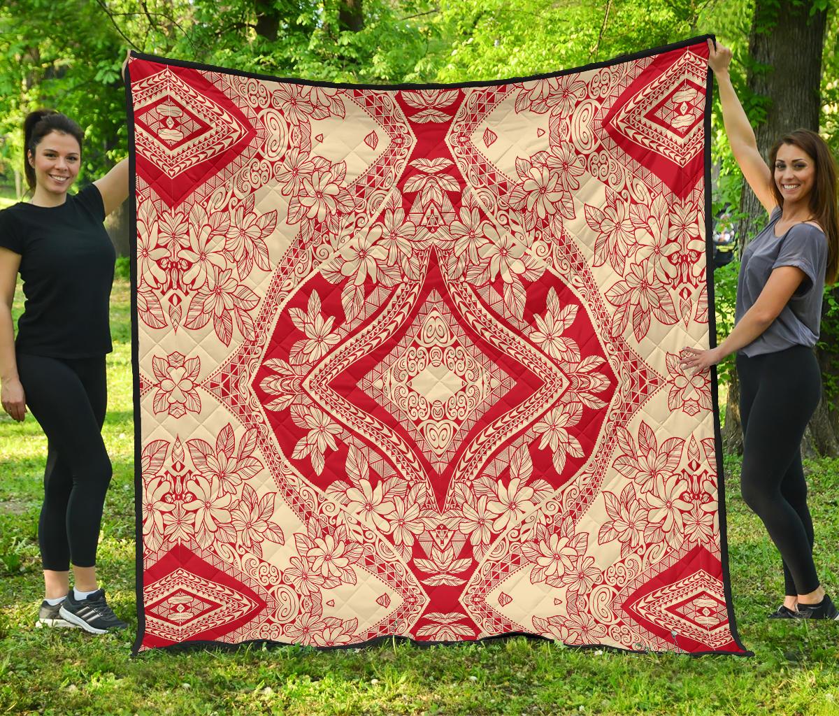 Polynesian Premium Quilt Red And Yellow White - Polynesian Pride