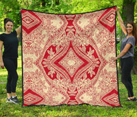 Polynesian Premium Quilt Red And Yellow White - Polynesian Pride