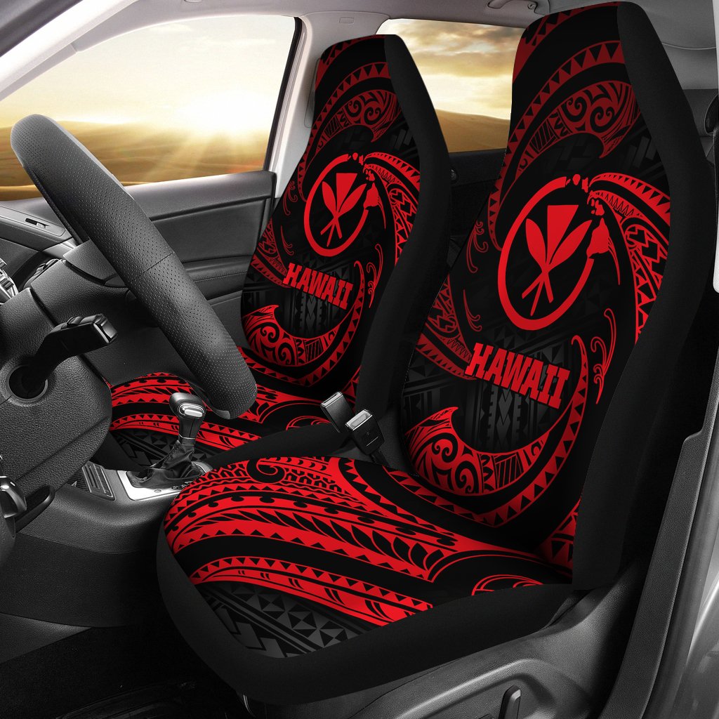 Hawaii Polynesian Car Seat Covers - Red Tribal Wave Universal Fit Red - Polynesian Pride