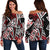 American Samoa Women's Off Shoulder Sweater - Tribal Flower Special Pattern Red Color Red - Polynesian Pride